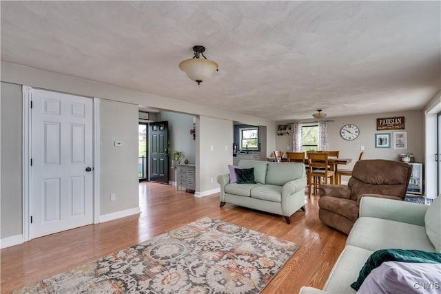 17695 County Route 59, Brownville, NY 13634 - living area featuring light wood-type flooring and baseboards