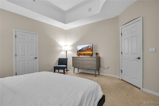 185 York St Unit 1, Buffalo, NY 14213 - bedroom with light colored carpet, baseboards, and a raised ceiling