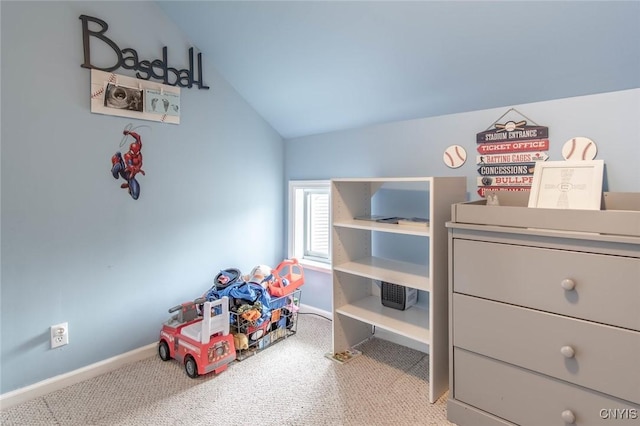 71 Champion St, Champion, NY 13619 - game room featuring lofted ceiling, baseboards, and carpet flooring