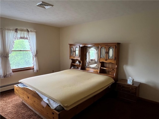 8584 Vieley Rd, Campbell, NY 14821 - bedroom featuring a textured ceiling and dark colored carpet