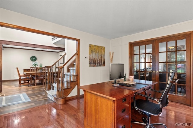 60 Kettle Run, Elma, NY 14052 - office area featuring french doors and wood finished floors