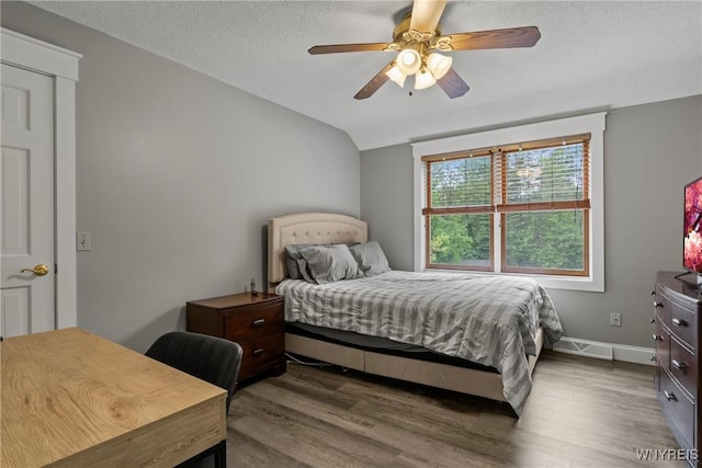 60 Kettle Run, Elma, NY 14052 - bedroom with wood finished floors, vaulted ceiling, a textured ceiling, and a ceiling fan