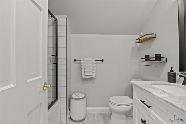 60 Kettle Run, Elma, NY 14052 - bathroom featuring marble finish flooring, vanity, and shower / bath combination with glass door