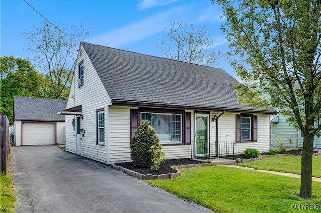 4233 Crescent Dr, Niagara Falls, NY 14305 - cape cod-style house featuring roof with shingles, an outdoor structure, and driveway