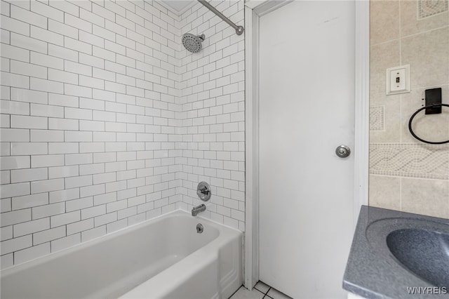 4233 Crescent Dr, Niagara Falls, NY 14305 - full bath featuring tub / shower combination, tile walls, a sink, and tile patterned floors