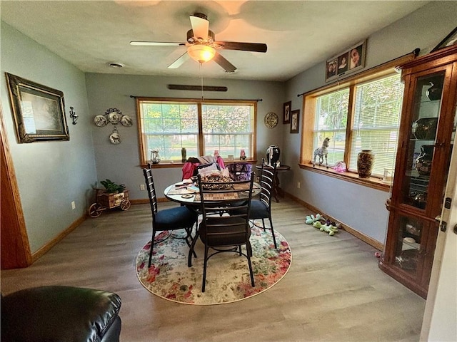 99 N Main St, Mount Morris, NY 14510 - dining space featuring baseboards, ceiling fan, and wood finished floors