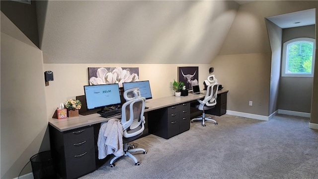 31 Putney Pl, Greece, NY 14468 - office area with lofted ceiling, baseboards, and light colored carpet