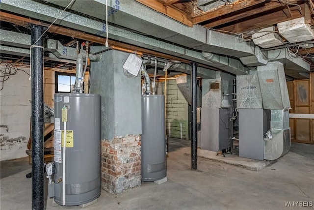27 E End Ave, Cheektowaga, NY 14225 - unfinished basement with gas water heater and heating unit