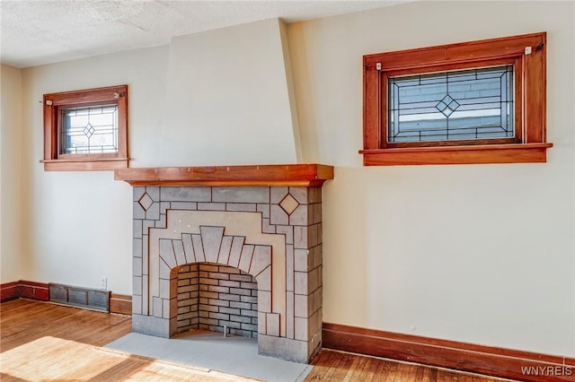27 E End Ave, Cheektowaga, NY 14225 - detailed view of baseboards, wood finished floors, and a fireplace with flush hearth