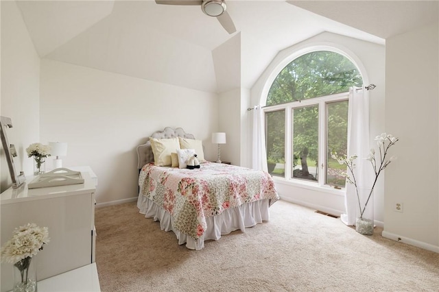 7 Mount View Cres, Penfield, NY 14580 - bedroom with vaulted ceiling, light colored carpet, baseboards, and a ceiling fan