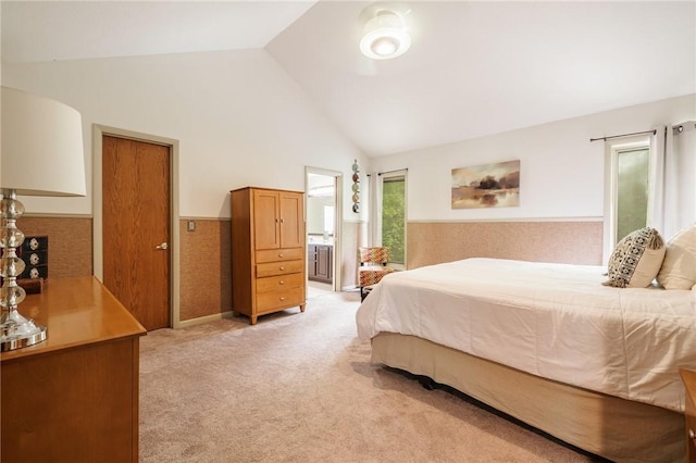 7 Mount View Cres, Penfield, NY 14580 - bedroom with a wainscoted wall, light colored carpet, and high vaulted ceiling