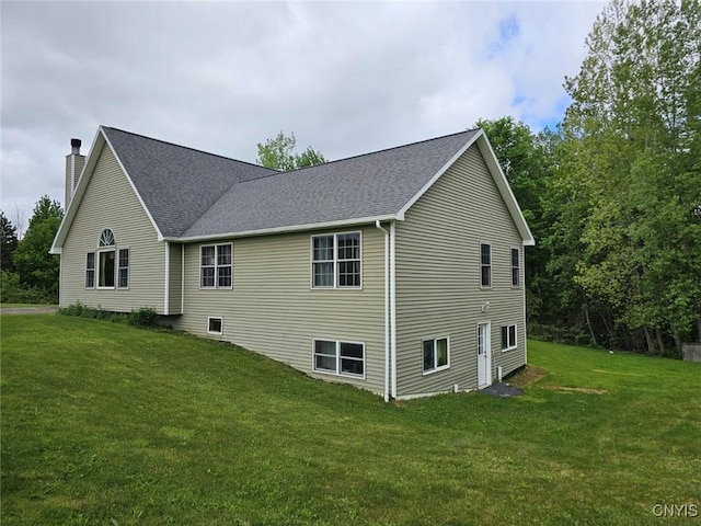 437 Nye Rd, Virgil, NY 13045 - view of home's exterior with a yard, a chimney, and roof with shingles