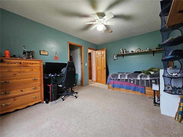 437 Nye Rd, Virgil, NY 13045 - bedroom featuring carpet flooring, a desk, and a ceiling fan