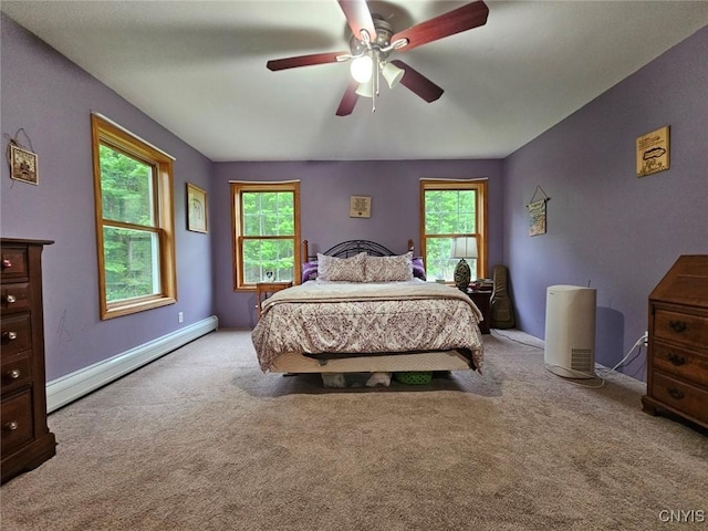 437 Nye Rd, Virgil, NY 13045 - bedroom featuring a baseboard heating unit, multiple windows, and carpet