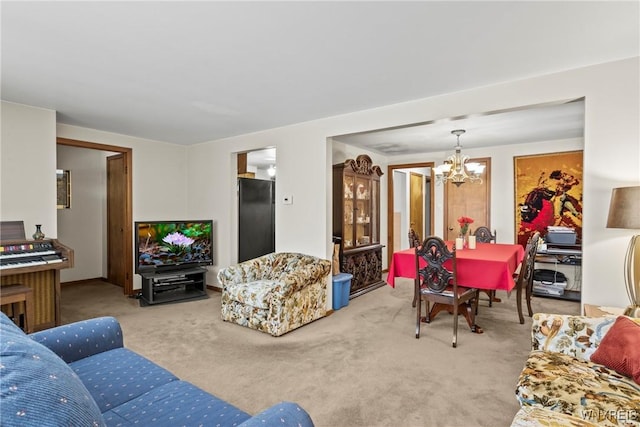 152 Nicholson St, Buffalo, NY 14216 - carpeted living room with a chandelier