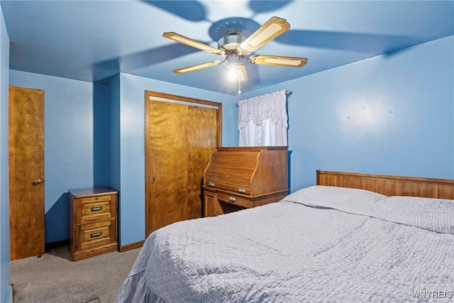 152 Nicholson St, Buffalo, NY 14216 - bedroom with carpet, a closet, a ceiling fan, and baseboards