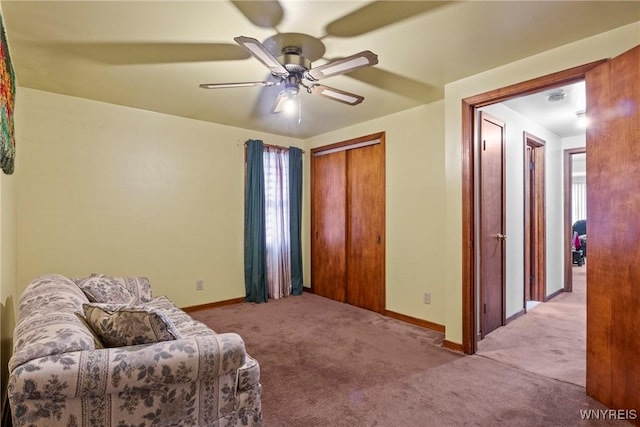 152 Nicholson St, Buffalo, NY 14216 - sitting room with carpet flooring, a ceiling fan, and baseboards