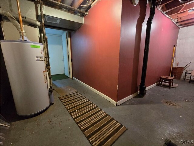 332 Cameco Cir, Salina, NY 13090 - unfinished basement featuring water heater and baseboards