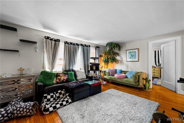 living area with wood finished floors