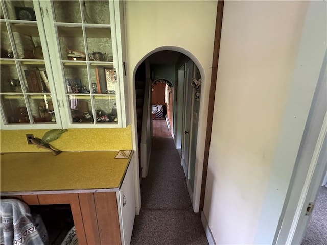 3645 County Highway 12, Kortright, NY 13739 - corridor with dark carpet and arched walkways