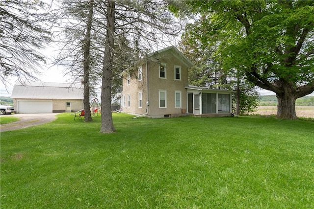 11241 State Route 21, Wayland, NY 14572 - view of front of property featuring a sunroom, stucco siding, and a front yard