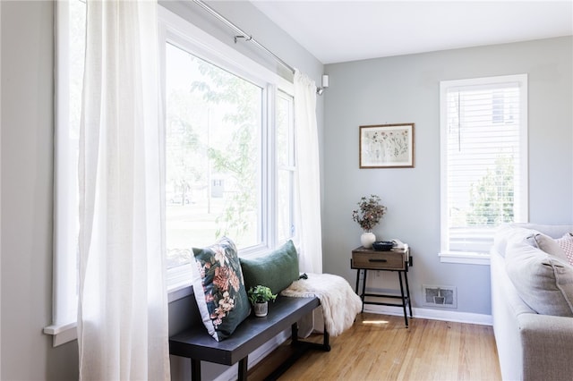 111 Barlow Dr, Greece, NY 14626 - living area with plenty of natural light, light wood finished floors, and baseboards