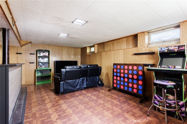 111 Barlow Dr, Greece, NY 14626 - rec room with wood walls