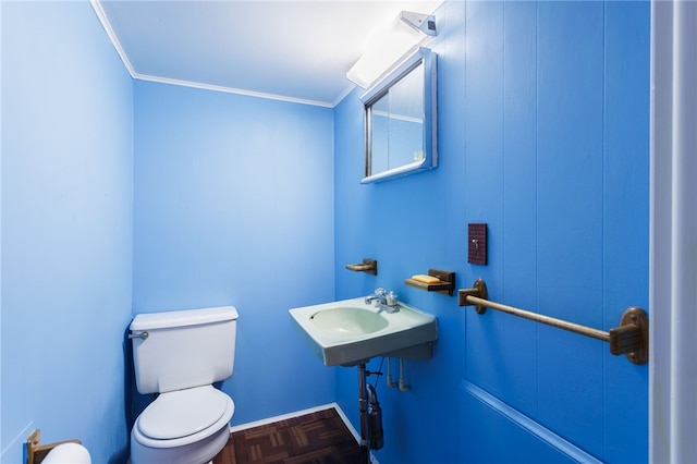 111 Barlow Dr, Greece, NY 14626 - bathroom featuring toilet, ornamental molding, and a sink
