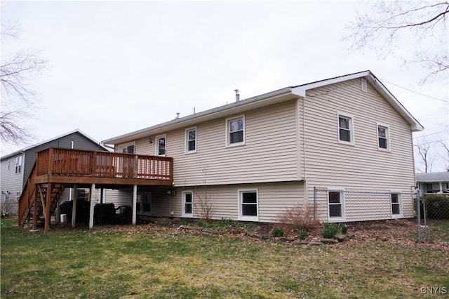 95 Briarcliff Dr, Veteran, NY 14845 - back of property featuring a wooden deck and stairs