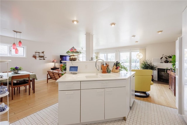 8508 Wickham Blvd, Sodus, NY 14555 - kitchen with a sink, plenty of natural light, light countertops, and a fireplace
