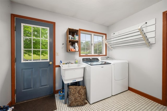 6924 Lebanon Rd, Lebanon, NY 13332 - laundry area with washer and dryer, light floors, and baseboards