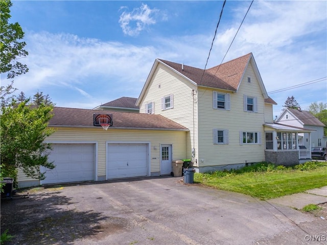 401 Palmer St, Frankfort, NY 13340 - view of home's exterior with a garage, asphalt driveway, and a shingled roof