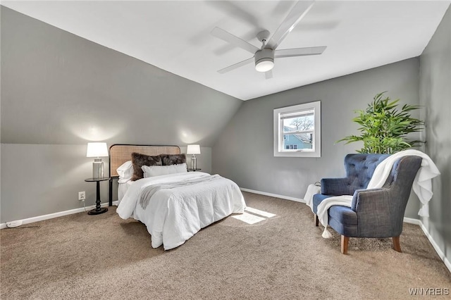 397 14th St, Buffalo, NY 14213 - carpeted bedroom featuring baseboards, vaulted ceiling, and ceiling fan