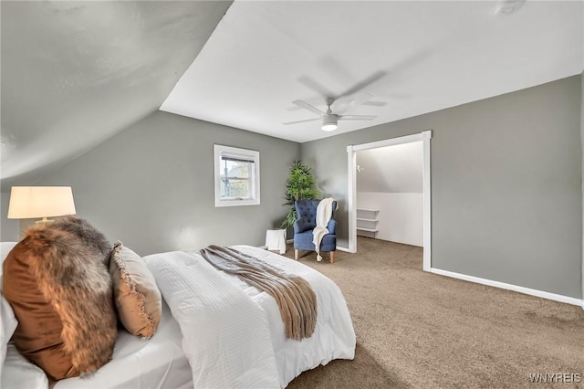 397 14th St, Buffalo, NY 14213 - bedroom featuring lofted ceiling, carpet flooring, a ceiling fan, and baseboards