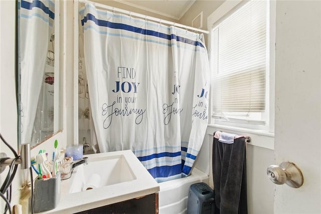 118 Electric Ave, Rochester, NY 14613 - full bath with vanity, crown molding, and shower / bath combo