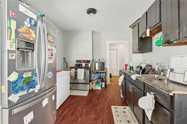 118 Electric Ave, Rochester, NY 14613 - kitchen with appliances with stainless steel finishes, dark wood-type flooring, and a sink