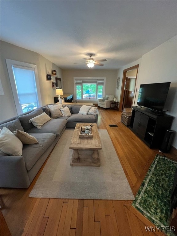 536 Potomac Ave, Buffalo, NY 14222 - living room with hardwood / wood-style flooring and ceiling fan