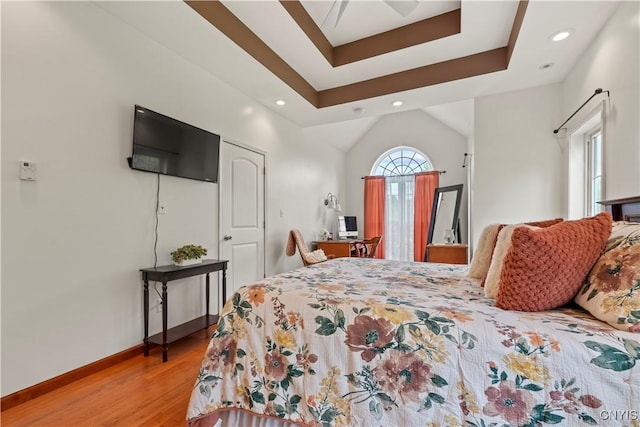 1210 Lake Rd, Oneida-Outside, NY 13421 - bedroom featuring light wood-style floors, recessed lighting, baseboards, and vaulted ceiling