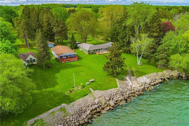 4609 E Lake Rd, Wilson, NY 14172 - view from above of property with a nearby body of water and a heavily wooded area