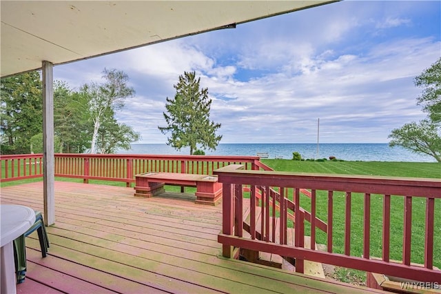 4609 E Lake Rd, Wilson, NY 14172 - deck with a water view and a lawn
