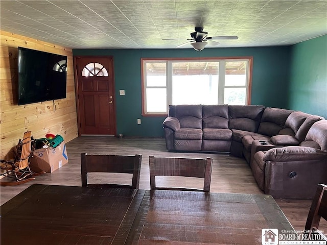 319 Ericsson Rd, Poland, NY 14747 - living area with a ceiling fan and wood finished floors