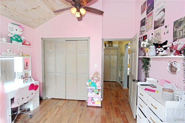 7030 Peckham Rd, Watson, NY 13367 - bedroom with lofted ceiling, light wood-type flooring, a closet, and wooden ceiling