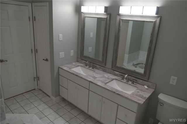 7899 E Ridge Pointe Dr, Manlius, NY 13066 - bathroom with toilet, tile patterned flooring, and double vanity