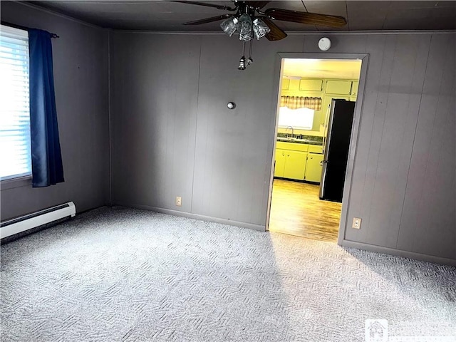 108 S Main St, Evans, NY 14006 - spare room featuring ceiling fan, healthy amount of natural light, a sink, and light colored carpet