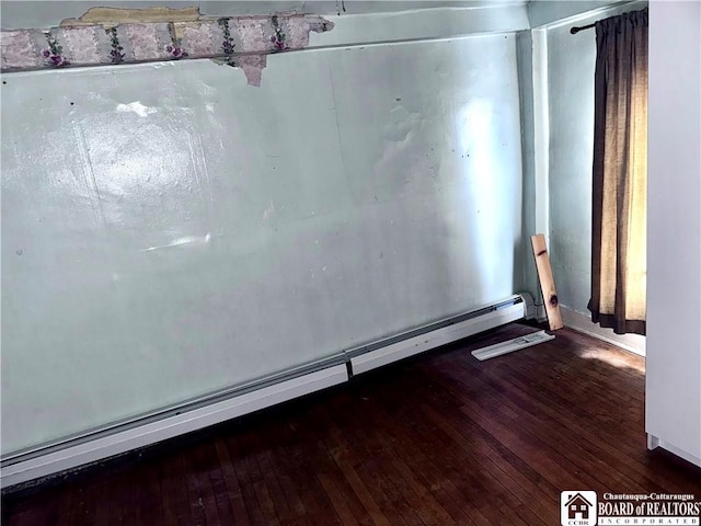 108 S Main St, Evans, NY 14006 - unfurnished room with a baseboard heating unit, hardwood / wood-style flooring, and baseboards