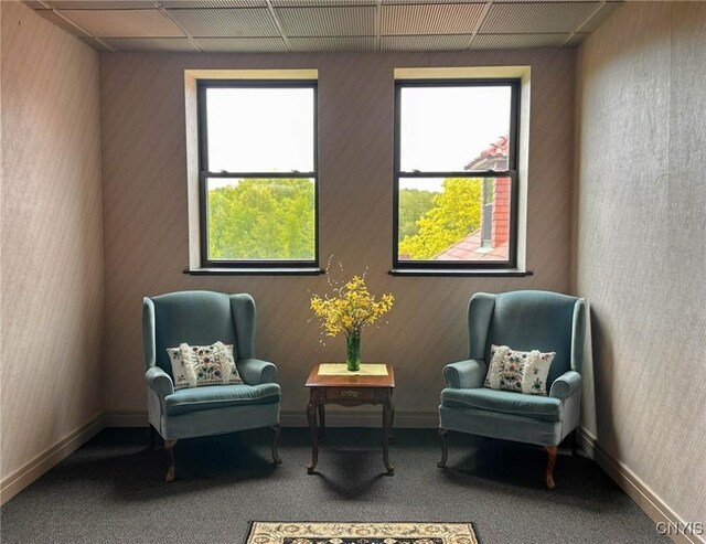 10 Foery Dr Unit 404, Utica, NY 13501 - sitting room with healthy amount of natural light, carpet, and a paneled ceiling