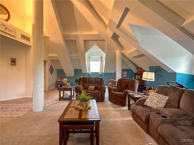 10 Foery Dr Unit 404, Utica, NY 13501 - living room with light carpet and lofted ceiling