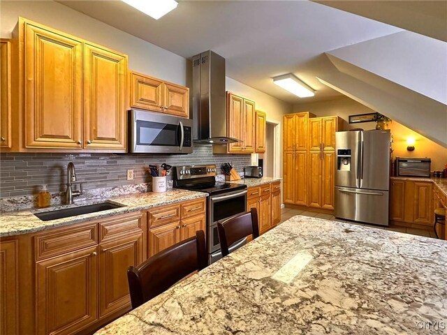10 Foery Dr Unit 404, Utica, NY 13501 - kitchen with appliances with stainless steel finishes, a sink, ventilation hood, and light stone counters