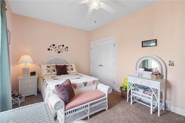 146 Edwards Falls Ln, Manlius, NY 13104 - bedroom with carpet flooring, ceiling fan, and baseboards