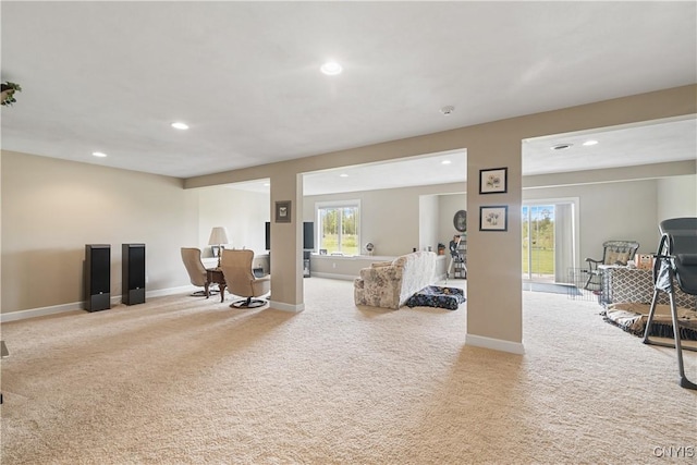 146 Edwards Falls Ln, Manlius, NY 13104 - living area featuring carpet, recessed lighting, and baseboards